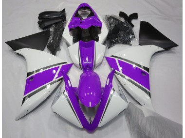 2009-2011 Gloss White and Purple Yamaha R1 Motorcycle Fairing
