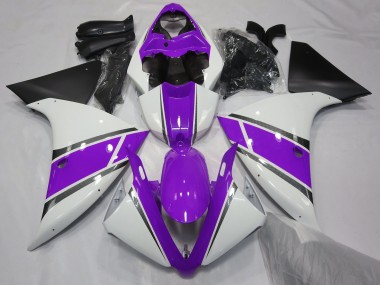 2009-2011 Gloss White and Purple Yamaha R1 Motorcycle Fairing