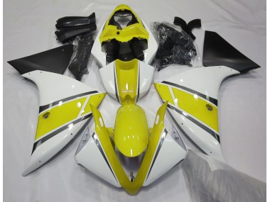 2009-2011 Gloss White and Yellow Yamaha R1 Motorcycle Fairing