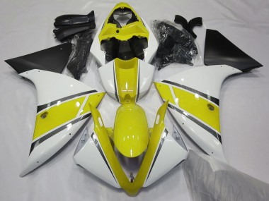 2009-2011 Gloss White and Yellow Yamaha R1 Motorcycle Fairing