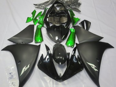 2009-2011 Matte Black & Green Yamaha R1 Motorcycle Fairing