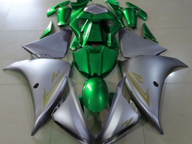 2009-2011 Matte Silver & Green Yamaha R1 Motorcycle Fairing