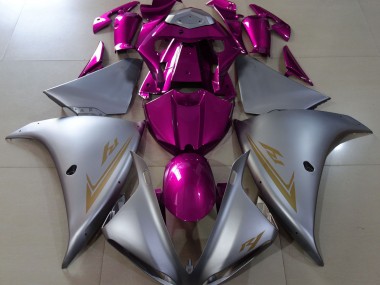 2009-2011 Matte Silver & Pink Yamaha R1 Motorcycle Fairing