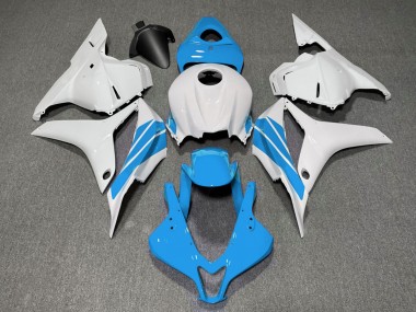 2009-2012 Light Blue and White Side Stripe Honda CBR600RR Motorcycle Fairing