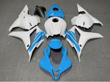 2009-2012 Light Blue and White Side Stripe Honda CBR600RR Motorcycle Fairing