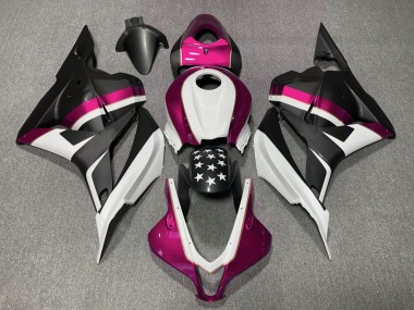2009-2012 Matte Black and Pink Star Honda CBR600RR Motorcycle Fairing