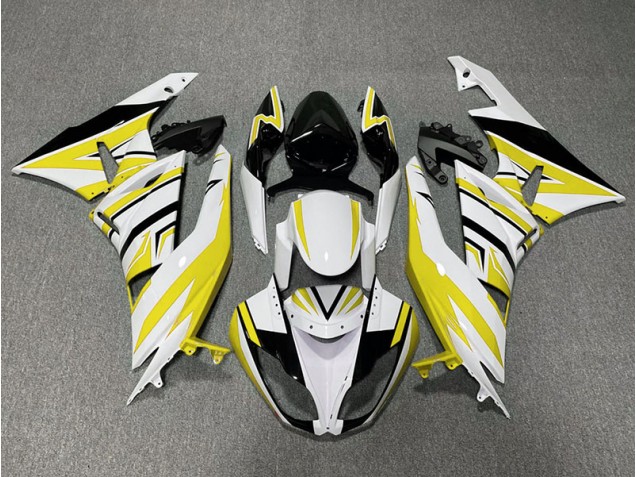 2009-2012 Yellow White and Black Zag Kawasaki ZX6R Motorcycle Fairing
