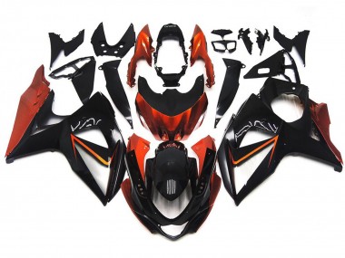 2009-2016 Custom Orange and Black with Silver inlay Suzuki GSXR 1000 Motorcycle Fairing