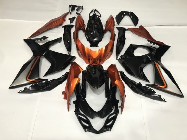 2009-2016 Gloss Black and Shiny Orange Suzuki GSXR 1000 Motorcycle Fairing
