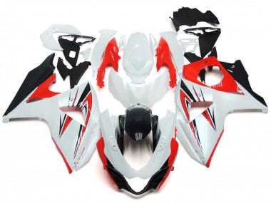 2009-2016 Gloss Red with White and black Custom Style Suzuki GSXR 1000 Motorcycle Fairing