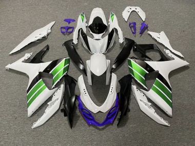 2009-2016 Gloss White Green Black and Purple Suzuki GSXR 1000 Motorcycle Fairing