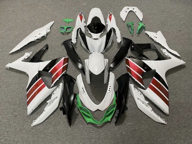 2009-2016 Gloss White Red Black and Green Suzuki GSXR 1000 Motorcycle Fairing