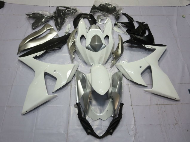2009-2016 Silver and White Suzuki GSXR 1000 Motorcycle Fairing
