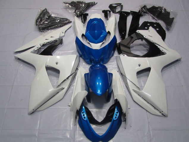 2009-2016 White and Blue Suzuki GSXR 1000 Motorcycle Fairing
