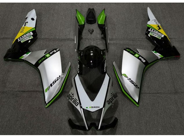 2010-2015 Silver Pirelli & Green Aprilia RSV4 1000 Motorcycle Fairing