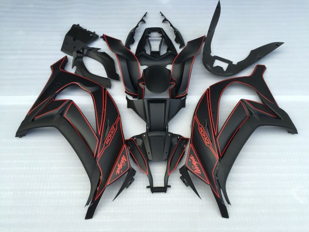 2011-2015 Matte Black and Red Kawasaki ZX10R Motorcycle Fairing