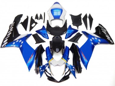 2011-2024 Blue Style With Red Stars Suzuki GSXR 600-750 Motorcycle Fairing