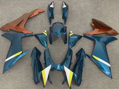 2011-2024 Gloss Light Blue and Orange Suzuki GSXR 600-750 Motorcycle Fairing