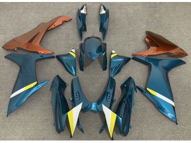 2011-2024 Gloss Light Blue and Orange Suzuki GSXR 600-750 Motorcycle Fairing
