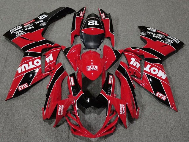 2011-2024 Gloss Red and Black Motul Suzuki GSXR 600-750 Motorcycle Fairing 2011-2024 Gloss Red and Black Motul Suzuki GSXR 600-750 Motorcycle Fairing