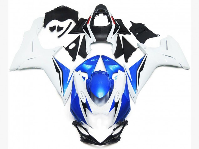 2011-2024 Gloss White and Blue Style Suzuki GSXR 600-750 Motorcycle Fairing 2011-2024 Gloss White and Blue Style Suzuki GSXR 600-750 Motorcycle Fairing