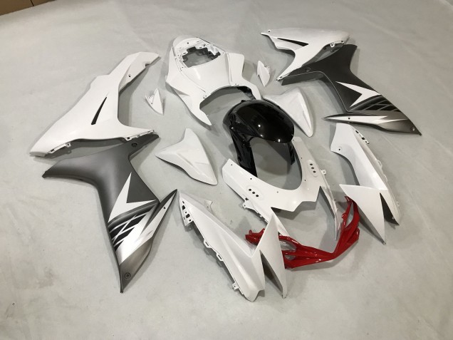 2011-2024 Gloss White and Matte Silver Suzuki GSXR 600-750 Motorcycle Fairing 2011-2024 Gloss White and Matte Silver Suzuki GSXR 600-750 Motorcycle Fairing