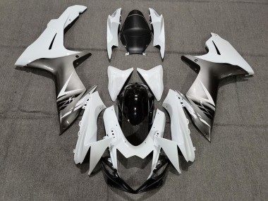 2011-2024 Gloss White and Silver Style Suzuki GSXR 600-750 Motorcycle Fairing