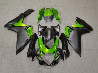 2011-2024 Matte Black and Green Suzuki GSXR 600-750 Motorcycle Fairing