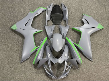 2011-2024 Matte Nardo Grey & Green Accents Suzuki GSXR 600-750 Motorcycle Fairing