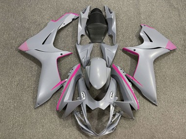 2011-2024 Matte Nardo Grey & Pink Accents Suzuki GSXR 600-750 Motorcycle Fairing
