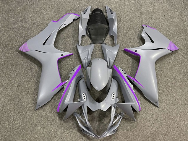 2011-2024 Matte Nardo Grey & Purple Accents Suzuki GSXR 600-750 Motorcycle Fairing 2011-2024 Matte Nardo Grey & Purple Accents Suzuki GSXR 600-750 Motorcycle Fairing