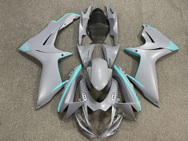 2011-2024 Matte Nardo Grey & Teal Accents Suzuki GSXR 600-750 Motorcycle Fairing