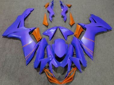 2011-2024 Matte Ocean Blue & Orange Suzuki GSXR 600-750 Motorcycle Fairing
