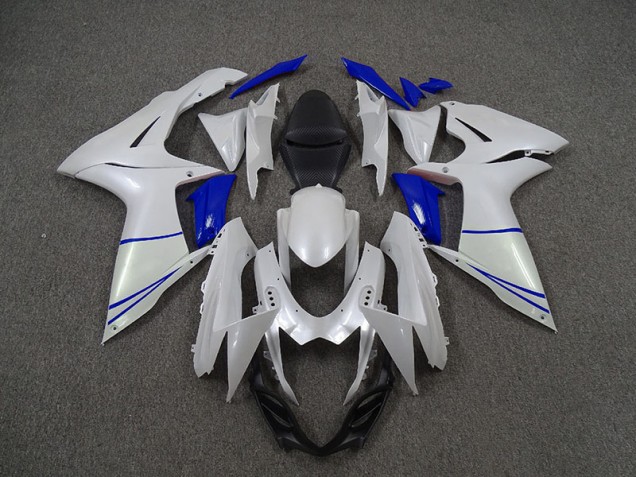 2011-2024 Pearl White and Dark Blue Suzuki GSXR 600-750 Motorcycle Fairing 2011-2024 Pearl White and Dark Blue Suzuki GSXR 600-750 Motorcycle Fairing