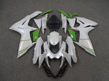 2011-2024 Pearl White and Green Suzuki GSXR 600-750 Motorcycle Fairing