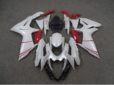 2011-2024 Pearl White and Red Suzuki GSXR 600-750 Motorcycle Fairing