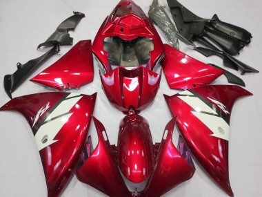 2012-2014 Gloss Red & White Yamaha R1 Motorcycle Fairing