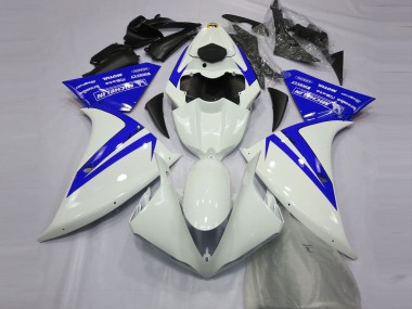 2012-2014 Gloss White and Blue Yamaha R1 Motorcycle Fairing