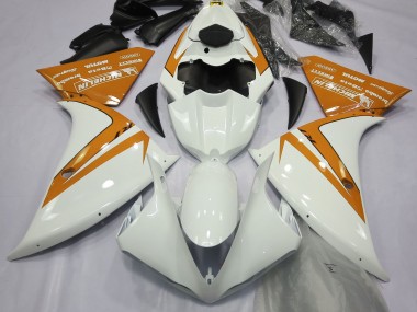 2012-2014 Gloss White and Orange Yamaha R1 Motorcycle Fairing