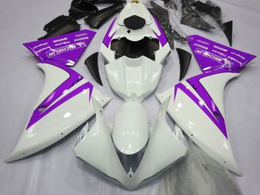 2012-2014 Gloss White and Purple Yamaha R1 Motorcycle Fairing