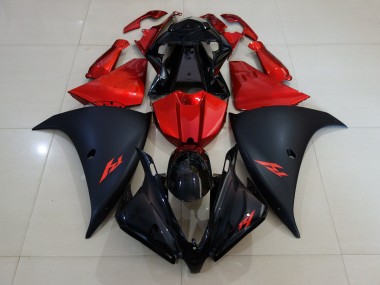 2012-2014 Matte Black and Fire Red Yamaha R1 Motorcycle Fairing