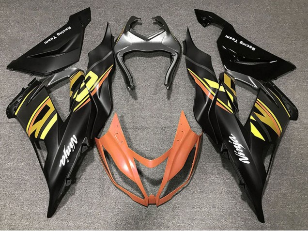 2013-2018 Gloss Black & Orange Kawasaki ZX6R Motorcycle Fairing