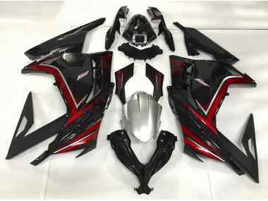 2013-2018 Gloss Black & Red Kawasaki Ninja 300 Motorcycle Fairing