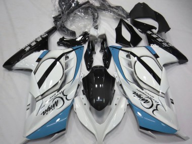 2013-2018 Gloss White & Light Blue Kawasaki Ninja 300 Motorcycle Fairing