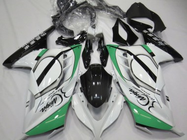 2013-2018 Gloss White and Green Kawasaki Ninja 300 Motorcycle Fairing