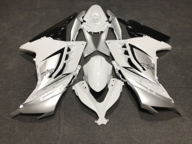 2013-2018 Gloss White and Silver Kawasaki Ninja 300 Motorcycle Fairing