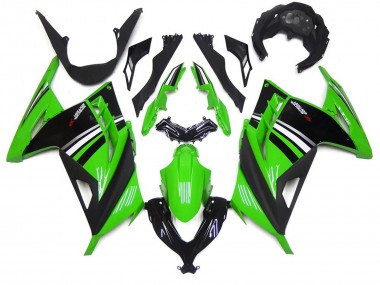 2013-2018 Green Black and White Gloss Kawasaki Ninja 300 Motorcycle Fairing