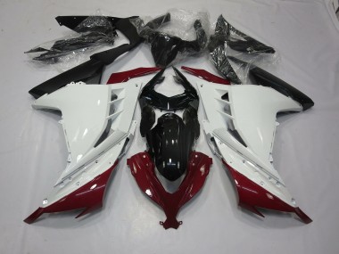 2013-2018 Maroon and White Kawasaki Ninja 300 Motorcycle Fairing