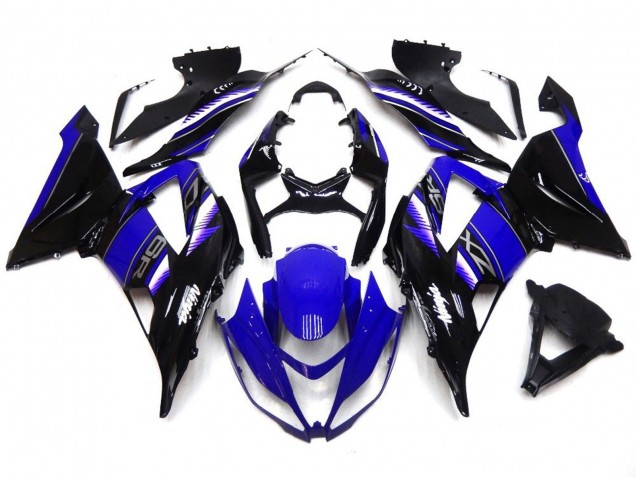 2013-2018 Vibrant Deep Blue and Black Kawasaki ZX6R Motorcycle Fairing