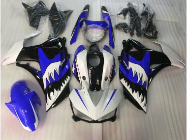 2015-2018 Blue and White Shark Yamaha R3 Motorcycle Fairing